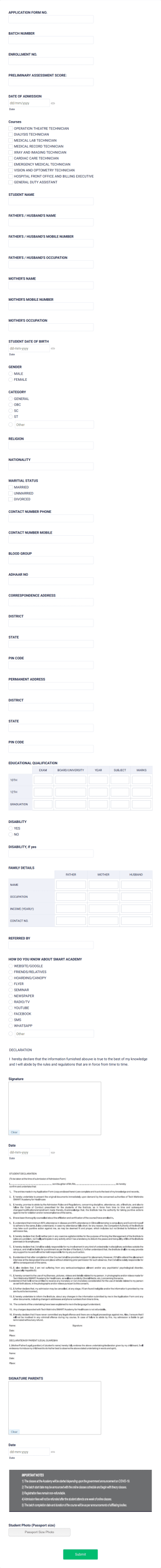 Admission Form Healthcare Form Template