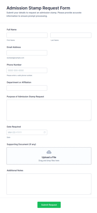 Admission Stamp Request Form Template
