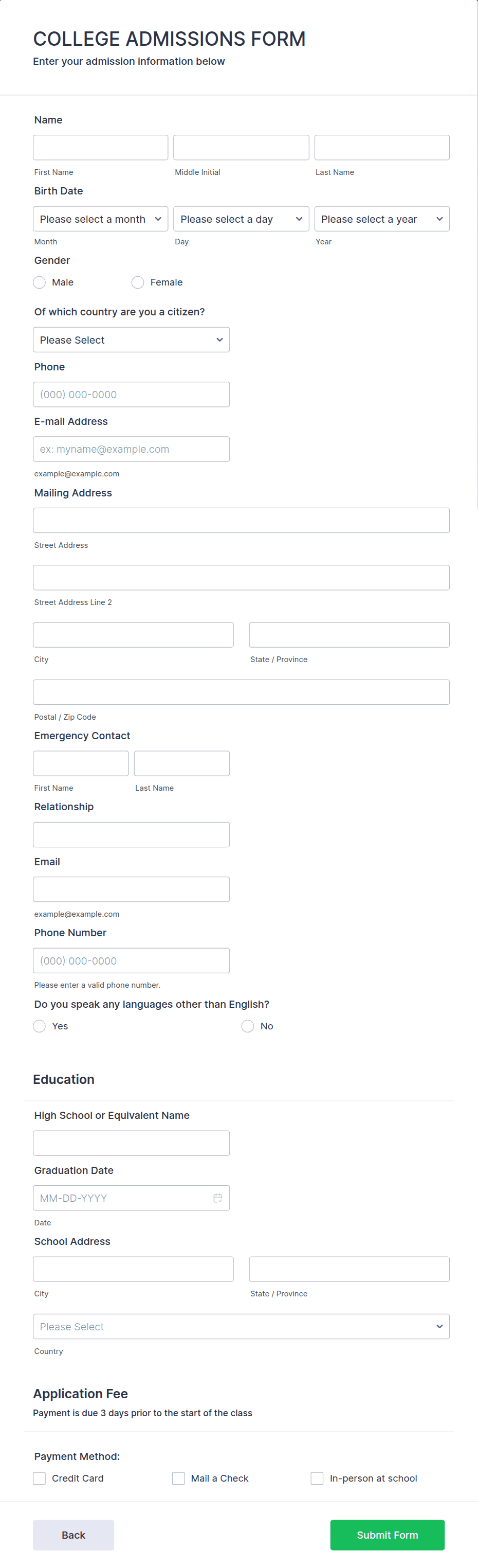 College Admission Form Template | Jotform