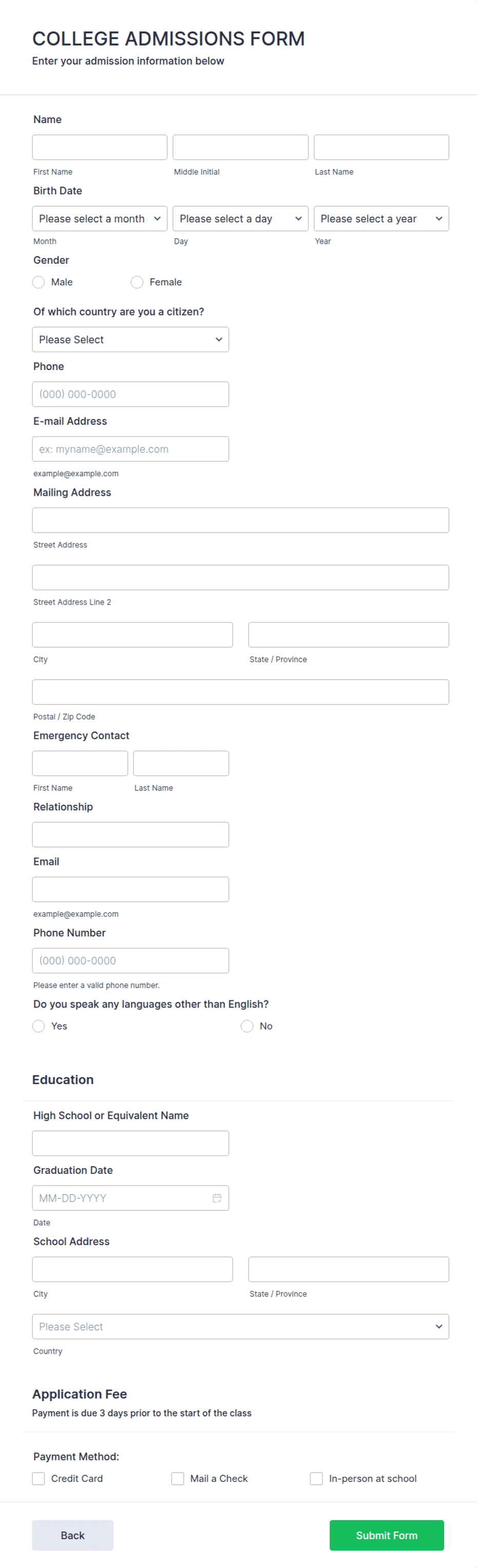 College Admission Form Template | Jotform