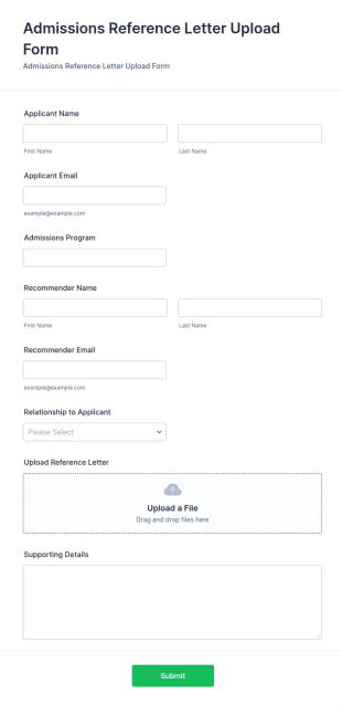 Admissions Reference Letter Upload Form Template