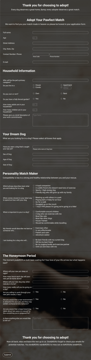 Adopter Application Form Template