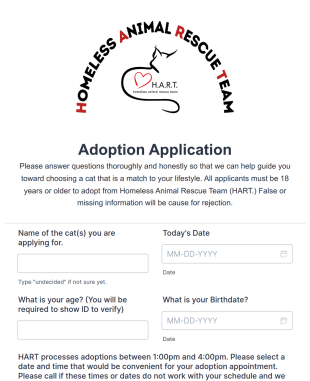 Adoption Application Form Template