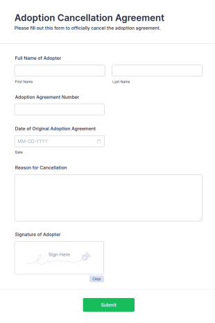 Adoption Cancellation Agreement Form Template