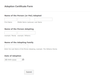Adoption Certificate Form Template
