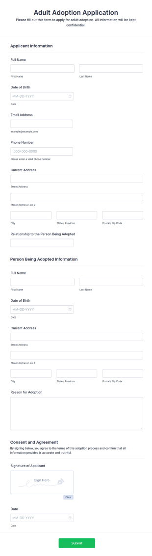 Adult Adoption Form Template