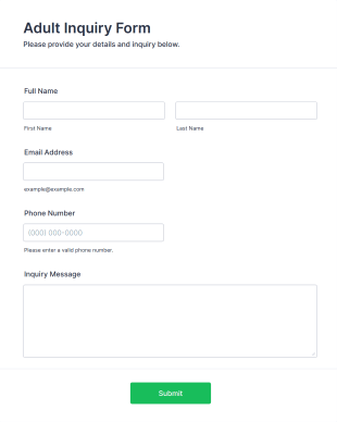 Adult Inquiry Form Template