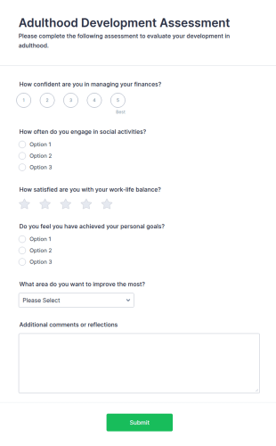 Adulthood Development Assessment Form Template