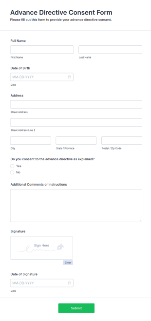 Advance Directive Consent Form Template