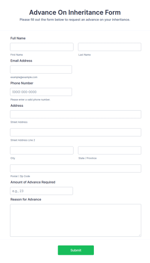 Advance On Inheritance Form Template