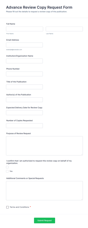 Advance Review Copy Request Form Template