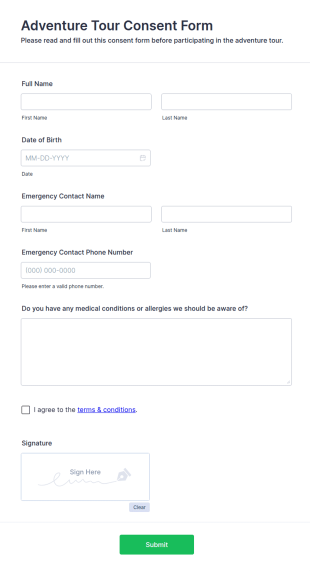 Adventure Tour Consent Form Template