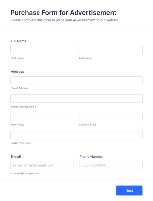 Advertiser Purchase Form Template