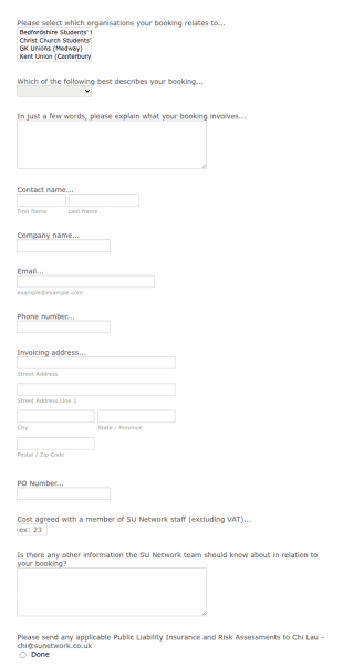 Advertising Booking Form Template