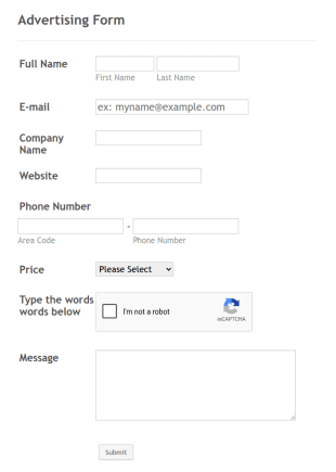 Advertising Form Template