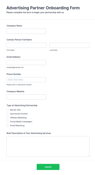 Advertising Partner Onboarding Form Template