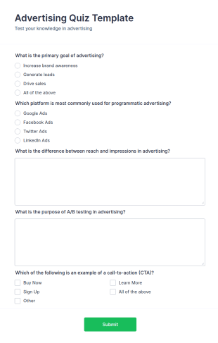 Advertising Quiz Template