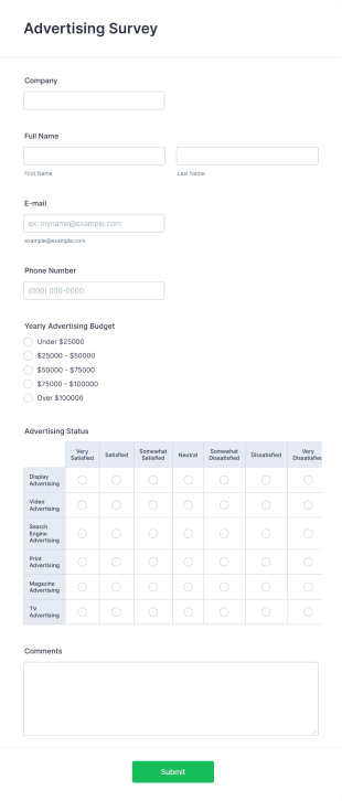 Advertising Survey Form Template