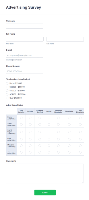 Advertising Survey Form Template