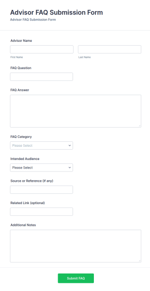 Advisor FAQ Submission Form Template