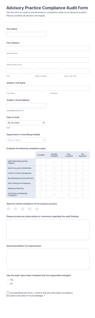 Advisory Practice Compliance Audit Form Template