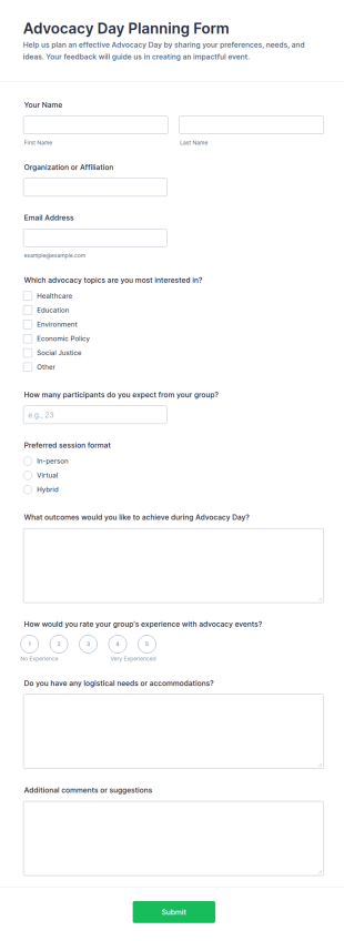 Advocacy Day Planning Survey Form Template