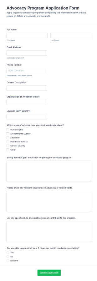 Advocacy Program Application Form Template