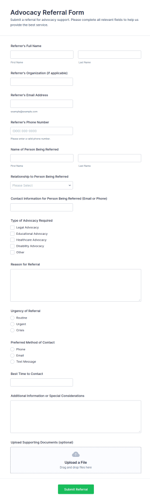 Advocacy Referral Form Template