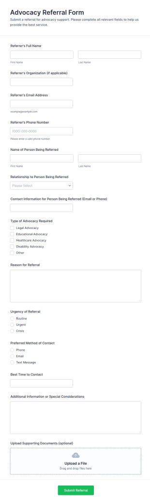 Advocacy Referral Form Template
