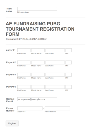 AE FUNDRAISING PUBG Tournament Registration Form Template