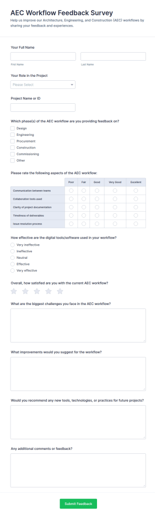 AEC Workflow Feedback Survey Form Template