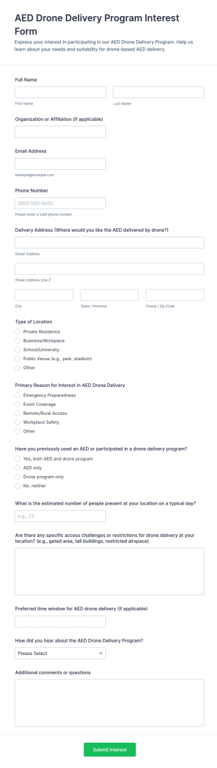 AED Drone Delivery Program Interest Form Template