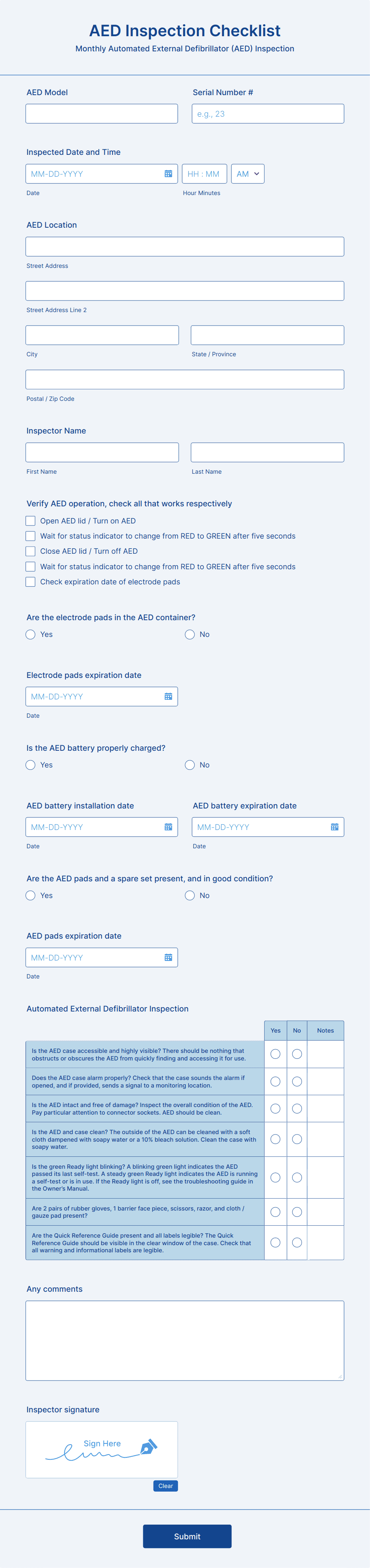 AED Inspection Checklist Form Template | Jotform aed-inspection-checklist-form-template-jotform
