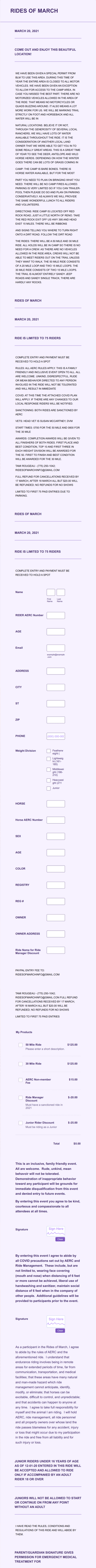Motor Ride Event Registration Form Template