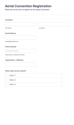 Aerial Convention Registration Form Template