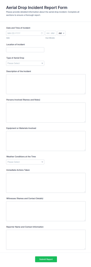 Aerial Drop Incident Report Form Template