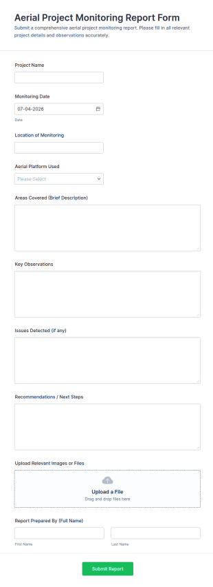 Aerial Project Monitoring Report Form Template