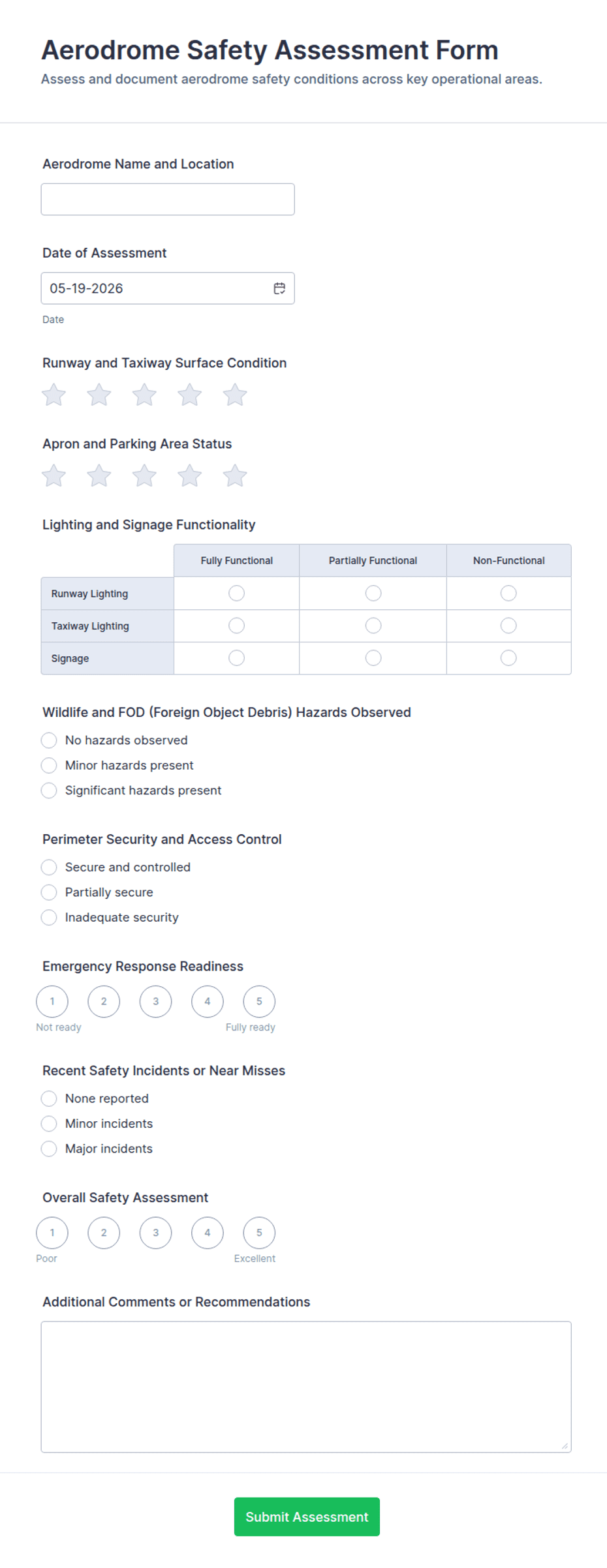 Aerodrome Safety Assessment Form Template | Jotform