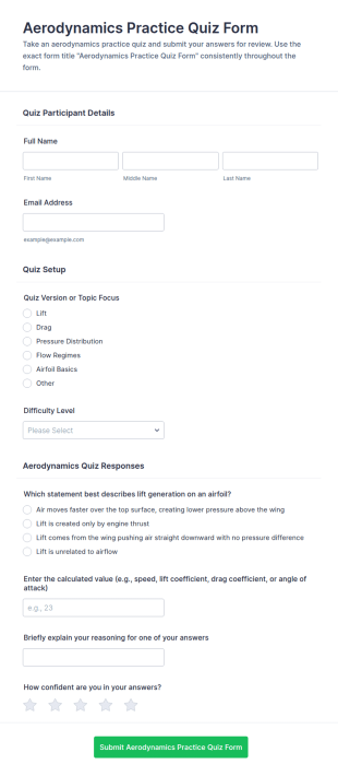 Aerodynamics Practice Quiz Form Template