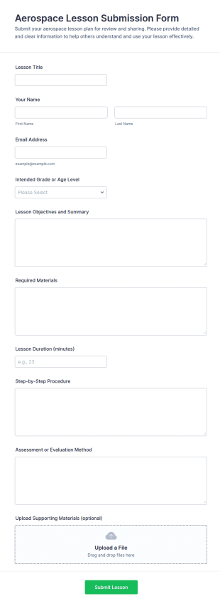 Aerospace Lesson Submission Form Template