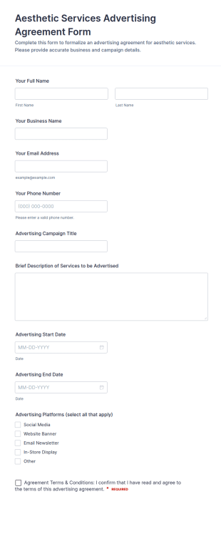 Aesthetic Services Advertising Agreement Form Template