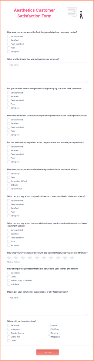 Aesthetics Customer Satisfaction Form Template