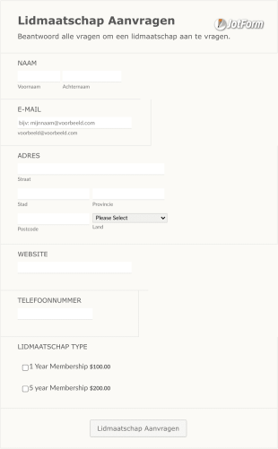 Afdrukbaar Lidmaatschap Aanvraagformulier Form Template