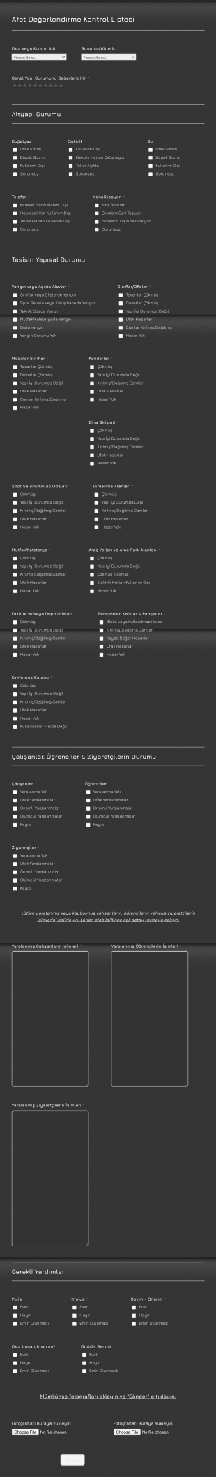 Afet Değerlendirme Kontrol Listesi Form Template