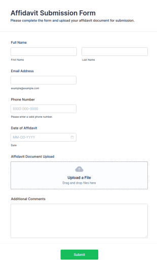 Affidavit Submission Form Template