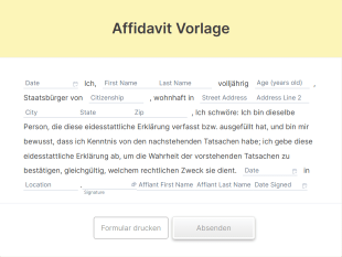 Affidavit Vorlage