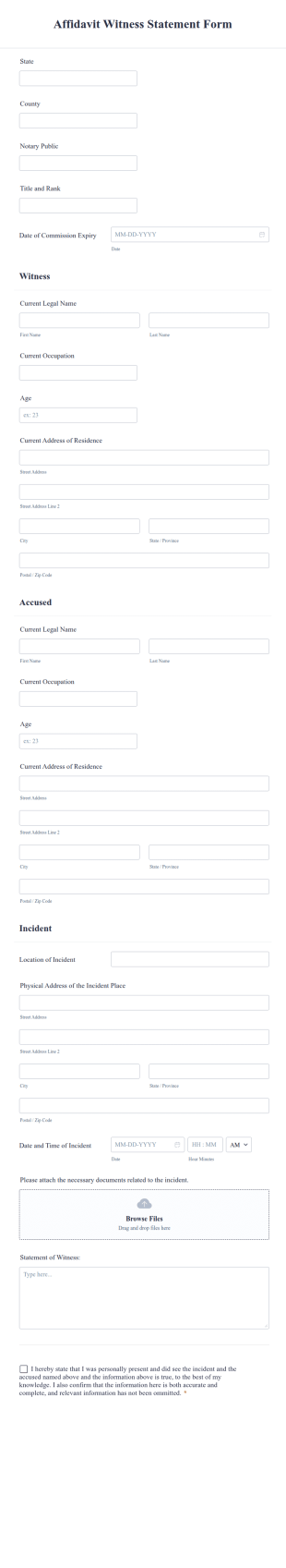 Affidavit Witness Statement Form Template