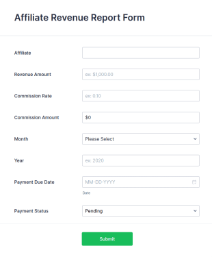 Affiliate Revenue Report Form Template