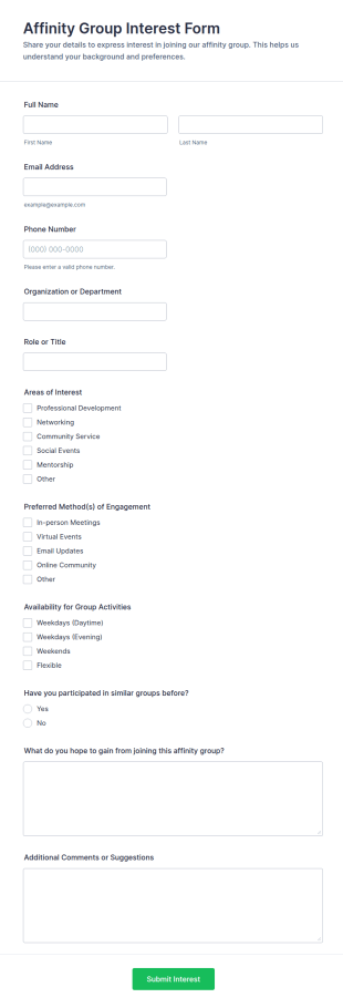 Affinity Group Interest Form Template