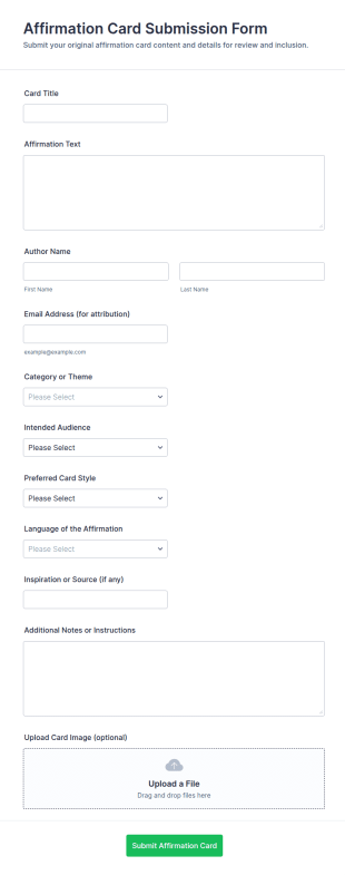 Affirmation Card Submission Form Template